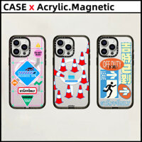 Casetify [Tiến trình trì hoãn nhân viên] Vỏ từ tính Acrylic cho iPhone 16 Pro Max 16 15 14 Plus 11 12 13 14 15 Pro Max ốp lưng khắc chữ cái bên bảo vệ