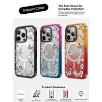 Casetify X cành hoa Màu đen Ốp lưng màu đen Đào Haze Cotton Kẹo Bộ sưu tập màu sắc Vỏ cứng trong suốt Vỏ tác động cho Apple IPhone 12 13 14 15 16 Pro Max Plus Có hộp