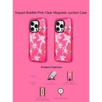 Casetify X cherry Case Bong Bóng Hồng Hút Từ Tính Cứng Acrylic Ốp Lưng Cho Apple IPhone 12 13 14 15 16 Pro Max Plus Có Hộp