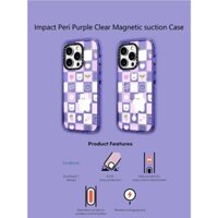 Casetify X Đáng Yêu mochi Checker by sleepydaze Peri Tím Hút Từ Tính Cứng Acrylic Ốp Lưng Cho Apple IPhone 12 13 14 15 16 Pro Max Plus Có Hộp
