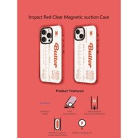 Casetify X Vỏ Bơ Màu Đỏ Từ Hút Cứng Acrylic Ốp Lưng Cho Apple IPhone 12 13 14 15 16 Pro Max Plus Có Hộp