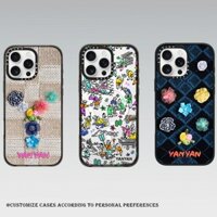 Casetify YanYan Knits Vỏ Điện Thoại Hoa Ca Rô Cho iPhone 16 16Pro 11 12 13 14 15 Plus Pro Max Từ Tính Cứng Trong Suốt acrylic Ốp Lưng