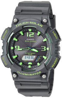 Casio Men's Tough Solar Stainless Steel Quartz Watch with Resin Strap, Black, 27 (Model: AQ-S810W-8A3VCF)