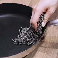 1Pcs Stainless Steel Cast Iron Cleaner Chainmail Scrubber for Cast Iron Pan  Pre-Seasoned Pan Pot Dutch Ovens Waffle Iron Pans
