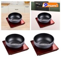 Cast Phục Vụ Bát Chắc Chắn Bữa Ăn Sẵn Đa Năng Khay Gỗ Bát Canh Đá Hàn Quốc Cho Bibimbap Cho Nhà Bếp