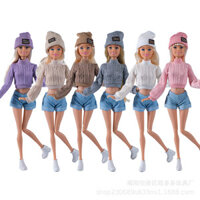 Casual Inch 0cm Búp Bê Bé Mặc Thời Trang Len Áo Len Mũ Quần Short Bộ