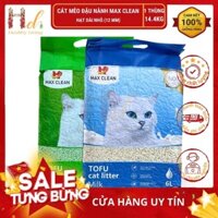 Cát Đậu Nành Hạt Dài Max Clean Cao Cấp Cát Tofu Siêu Vón Cục Không Bụi Tan Trong Nước