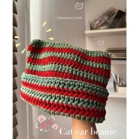 Cat ear beanie (Sack hat)🐱crochet mũ len tai mèo dễ thương hottrend