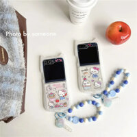 Cat-ear Shape Ice Cream Gọi Hello Kitty Vòng Tay Vỏ Điện Thoại Cho Samsung Galaxy Z Flip 6 5 4 3 Flip3 Flip4 Flip5 Flip6 5G Vỏ Chống Sốc