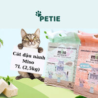 Cát mèo, Cát đậu nành Miso 7L siêu thấm, không bụi đổ được bồn cầu dành cho mèo, Cát vệ sinh cho mèo - Petie
