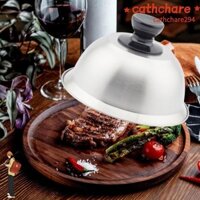 Catchare294 Chảo rán, Bánh mì kẹp thịt nướng bằng thép không gỉ Nắp nồi tròn, Dụng cụ nấu nướng vòm nóng chảy bằng phô mai đa năng Nắp Hamburger Nấu ăn nhà bếp
