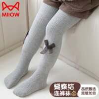 Catman (miiow) Quần Tất Dạng Xoắn Đính Nơ Màu Xám Nhạt Thời Trang Thu Đông Cho Bé Gái xxl