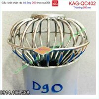Cầu chắn rác lưới đế thấp KAG-QC402-ống D90, Cầu thoát nước mưa SUS304 inox dày cao cấp