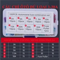 Cầu chì oto xe máy hộp 100c đủ loại 3-30A tặng gắp nhựa