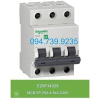 Cầu Dao 3P 25A Schneider - Automat Schneider 3P 25A 4.5kA - Schneider EZ9 3P 25A - MCB 3P 25A Schneider - EZ9F34325