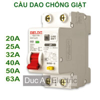 Cầu dao chống giật 1 pha 2P 20A / 25A / 32A / 40A / 50A / 63A 30mA DELIXI RCBO DZ47sLES – Aptomat chống dòng rò, quá tải
