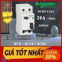 Cầu dao Chống Giật RCBO Schneider Easy9 2P 20A - 30mA loại đa năng - siêu nhạy - test giật trực tiếp - EZ9D34620