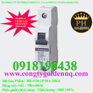 Cầu dao MCB Mitsubishi BH-D10 C N - 50A 10kA 1P
