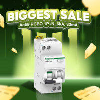Cầu dao tự động RCBO A9D31620 1P+N 20A dòng rò 30mA Acti9 SCHNEIDER dòng cắt 6kA