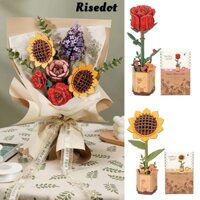 Câu đố bằng gỗ RISEDOT, Bộ mô hình hoa cẩm chướng hồng hoa bằng gỗ, Hoa hướng dương DIY Đồ thủ công bằng gỗ Bộ sưu tập quà tặng tân gia