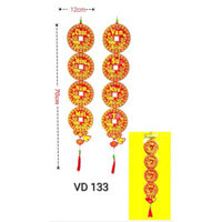 Câu đối nỉ nhung đỏ hình ĐỒNG TIỀN - Dây treo nhung đỏ CHÚC MỪNG-TIỀN VÔ - AN KHANG -VẠN SỰ phụ kiện trang trí tết