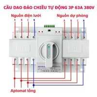 Cầu giao đảo chiều tự động 3 pha, bộ chuyển đổi 2 nguồn điện tự động 3p 63a - DHDT