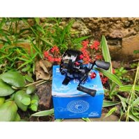 [Câu ikada] Máy câu ikada máy có nút xả dây bằng nút bấm , thân nhựa abs, màu vàng đỏ