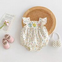 Câu Lạc Bộ Bé Sơ Sinh Jumpsuit Nhiều Màu Sắc Chấm Bi Họa Tiết Tinh Tế Thêu Hoa Mềm Mại Thoáng Khí Jumpsuit + Nơ Băng Đô Cho Bé Gái Áo Liền Quần Quần Quần Áo Cho Bé 0-2 Tuổi