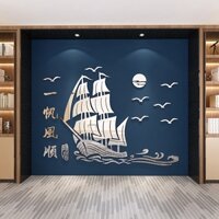 Câu Lạc Bộ Học Tập Phòng Khách Dán Tường Hành Lang Nền Trang Trí Tường Tranh Mịn Sailing Gương Bề Mặt 3d Dán Giấy Doanh Nghiệp