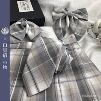 [Câu lạc bộ Tiên] Phụ kiện JK gốc [Nữ hoàng trắng] Đồng phục chính thức Phụ kiện nơ xám quý phái