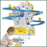 Cầu Thang Điện Leo Núi Đồ Chơi Hoạt Hình Vịt Nhỏ Theo Dõi Đồ Chơi Con Lăn Coaster Playset Trượt Tàu lượn siêu tốc với Nhạc explanvn