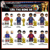 Cầu Thủ Bóng Đá Nổi tiếng Mô hình Messi Mbappe Đồ chơi Lắp ráp Ronaldo Neymar Zidane Ronaldinho Idrahimovic TV6503