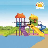 Cầu trượt 2 khối nhà nấm cổ tích cỡ lớn a184