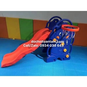 Cầu Trượt Cho Bé Hình Voi Con Có Ném Bóng Rổ KT011 (HQ028)