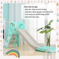 Cầu Trượt Cho Bé Trong Nhà Cầu Trượt Gấu Nhựa Nguyên Sinh Không Mùi An Toàn Cho Bé Hai Màu Hồng, Xanh Dương