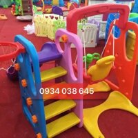 Cầu Trượt Xích Đu Bóng Rổ Cho Bé, đáng yêu, màu sắc bắt mắt, chắc chắn, nhựa an toàn
