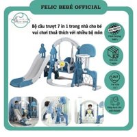 Cầu trượt - xích đu đa năng 7in1 cho bé, Bộ cầu trượt tích hợp nhiều trò chơi cho bé, Cầu trượt trong nhà cho bé