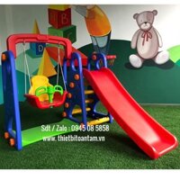 Cầu trượt xích đu được làm từ nhựa đúc hình chú voi ngộ nghĩnh.