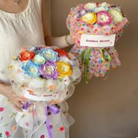 Cầu Vồng Kẹo Hoa Hồng Bó Dopamine Bó Hoa Mô Phỏng Hoa Quà Tặng Sinh Nhật Cô Gái Bạn Gái Bạn Gái Tốt Nghiệp