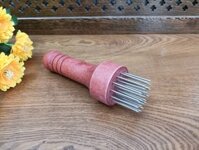 Cây ẋăm thịt, dụng cụ dần thịt, làm mềm thịt, bằng inox cán gỗ loại đẹp, dụng cụ châm bì dễ thấm gia vị (TV667)