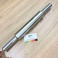 Cây cán bột inox /cán gỗ cao cấp có tay cầm - cây lăn bột, dụng cụ cán bột làm bánh