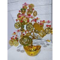 Cây cành vàng lá ngọc trang trí 30cm trang trí nhà cửa, trang trí bàn làm việc, trang trí bàn thờ,cây đồng tiền vàng phk