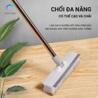 Cây chổi cọ, chà gạt nước sàn nhà thông minh phòng tắm 2 đầu đa năng cán inox 3 mức chiều dài