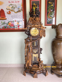 Cây Đồng Hồ Cô Tiên Gỗ Mun Hoa Lào Xịn Cao 2m3