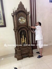 Cây Đồng Hồ Tứ Trụ Gỗ Mun Đuôi Công Nam Phi