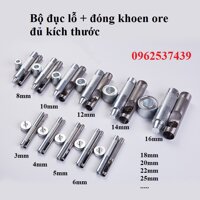 Cây đục lỗ và cây đóng khoen mắt cáo (khoen ore) Đóng khoen ode 4mm, 5mm, 6mm, 8mm, 10mm, 12mm, 14mm, 16mm, 18mm, 20mm