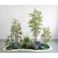 Cây Giả, Cây Trúc 1,5m Và 2m Kèm Chậu Trang Trí Decor Tiểu Cảnh
