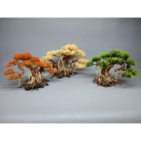 Cây gỗ lũa Bonsai 2 thân. có 2 mẫu, mổi mẫu 4 màu, tán Tùng Giả. Trang trí bể cá cảnh