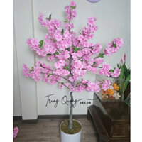 Cây hoa anh đào cao 1m6 nhân tạo, cây giả trang trí, màu hồng decor phòng