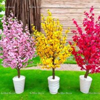 Cây Hoa Đào giả 1m4 - 2m, cây hoa mai giả trang trí decor nội thất phòng khách,phụ kiện chụp ảnh Tết
